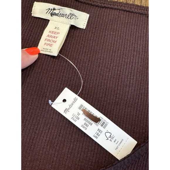 NWT Madewell Aretha Pointelle Pajama Set Women’s Size XL Chocolate Raisin - Picture 4 of 16